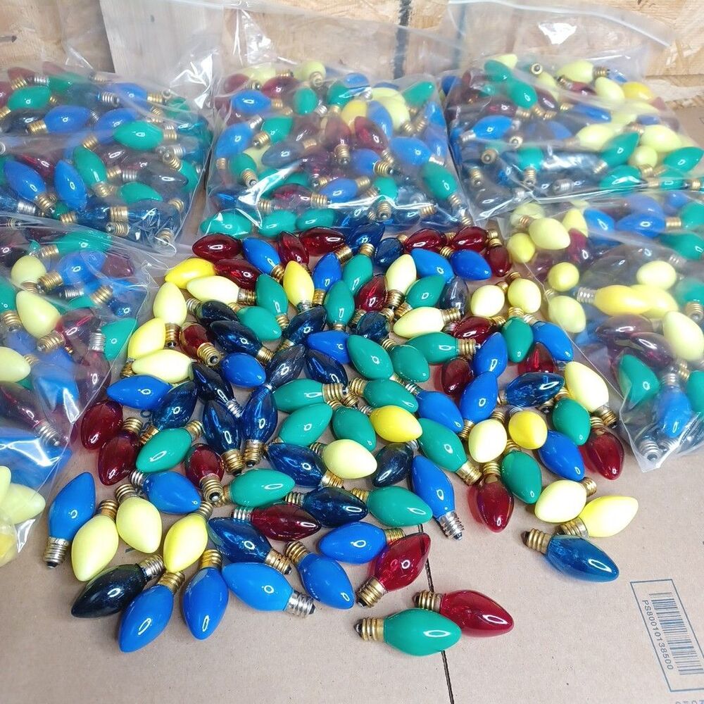 Lot 100 Colored Christmas Light Bulbs - C 7 Show Light Multicolor Outdoor Indoor